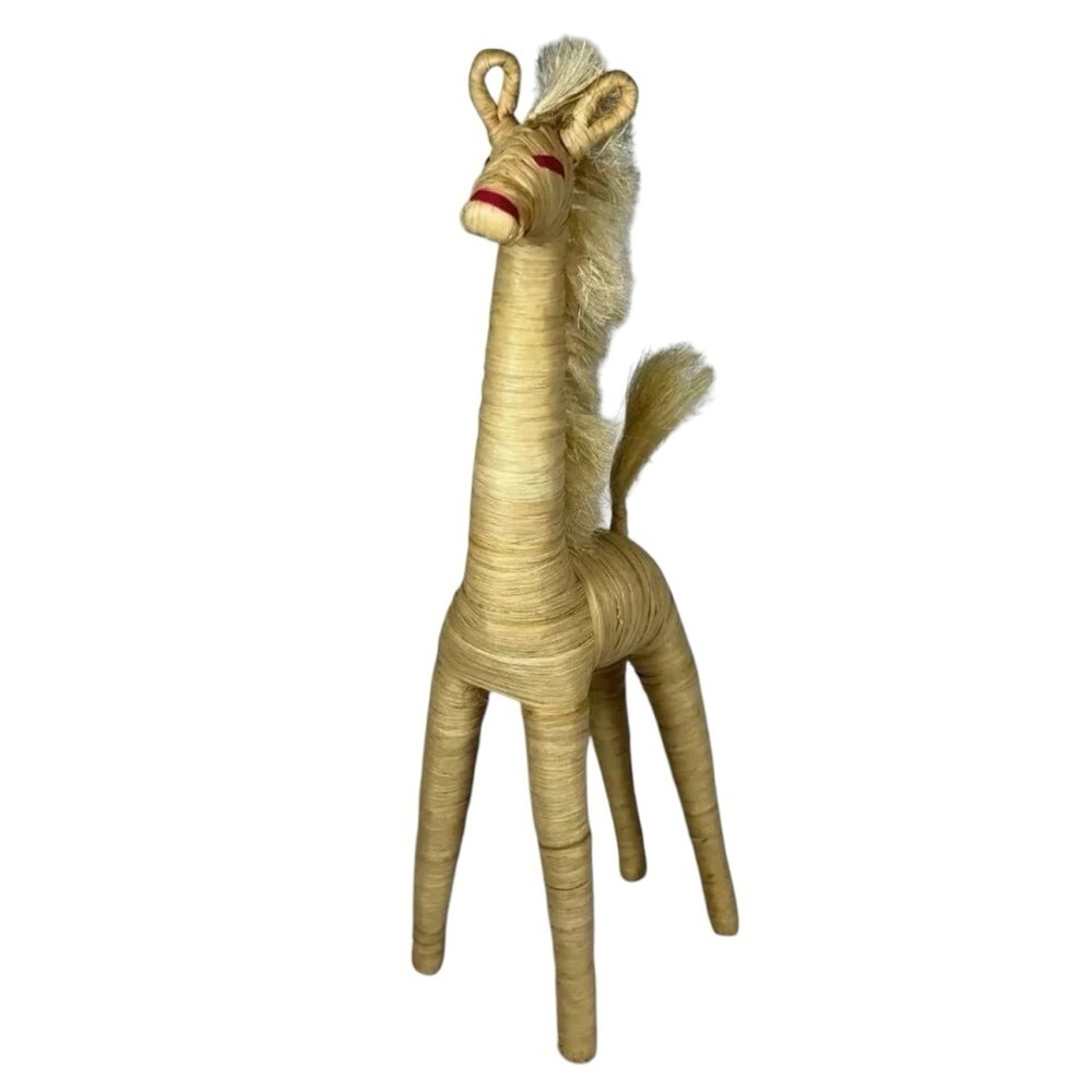 Straw Raffia Handmade Giraffe Natural Tan
